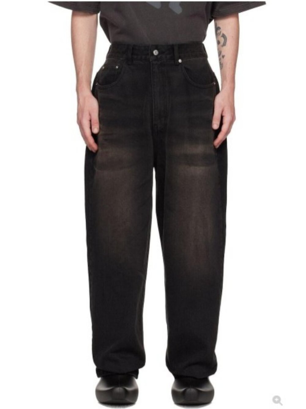 We11done faded wide leg jeans black women's size L